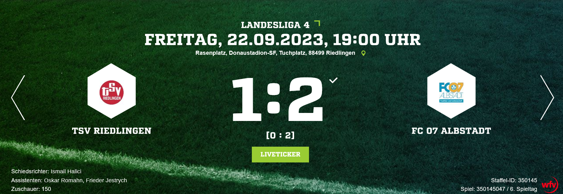 Landesliga Württemberg TSV Riedlingen – FC 07 Albstadt 12 (00)